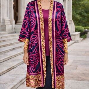Chico’s Reversible Kimono Jacket NWT Size 1 Open Front Lightweight Duster
